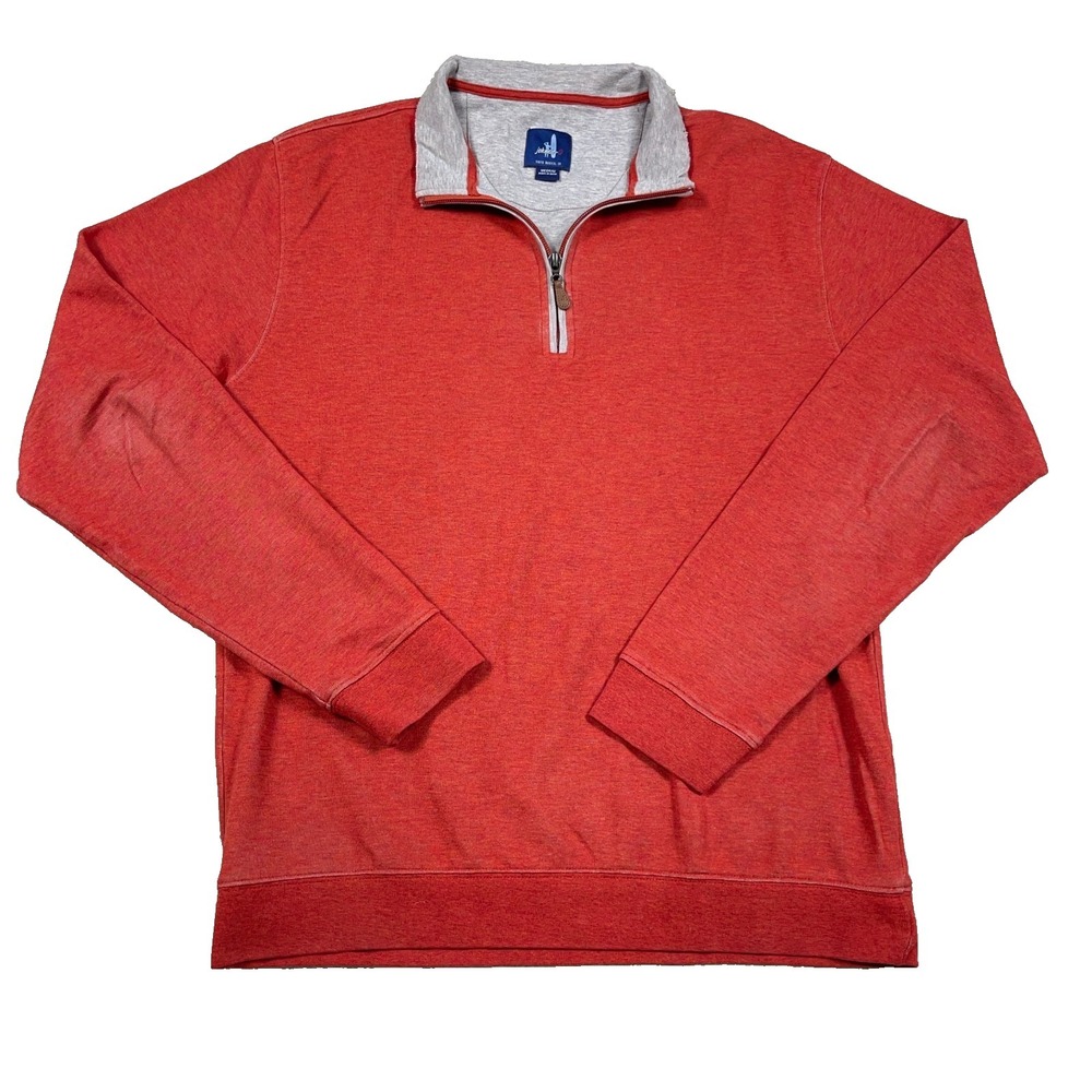 Johnnie O Sweater Men Medium Orange Pullover Quarter 1/4 Zip Sweatshirt Golf *